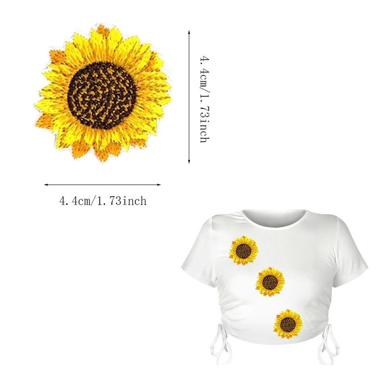 KuuGuu 20 PCS Sunflower Embroidery Patches Fashion Flowers Patch Iron and Sew On Applique Badge Cute Daisy Patch Appliques Badge for Clothes Jeans Jacket Hat Dress DIY Accessories - Image 2